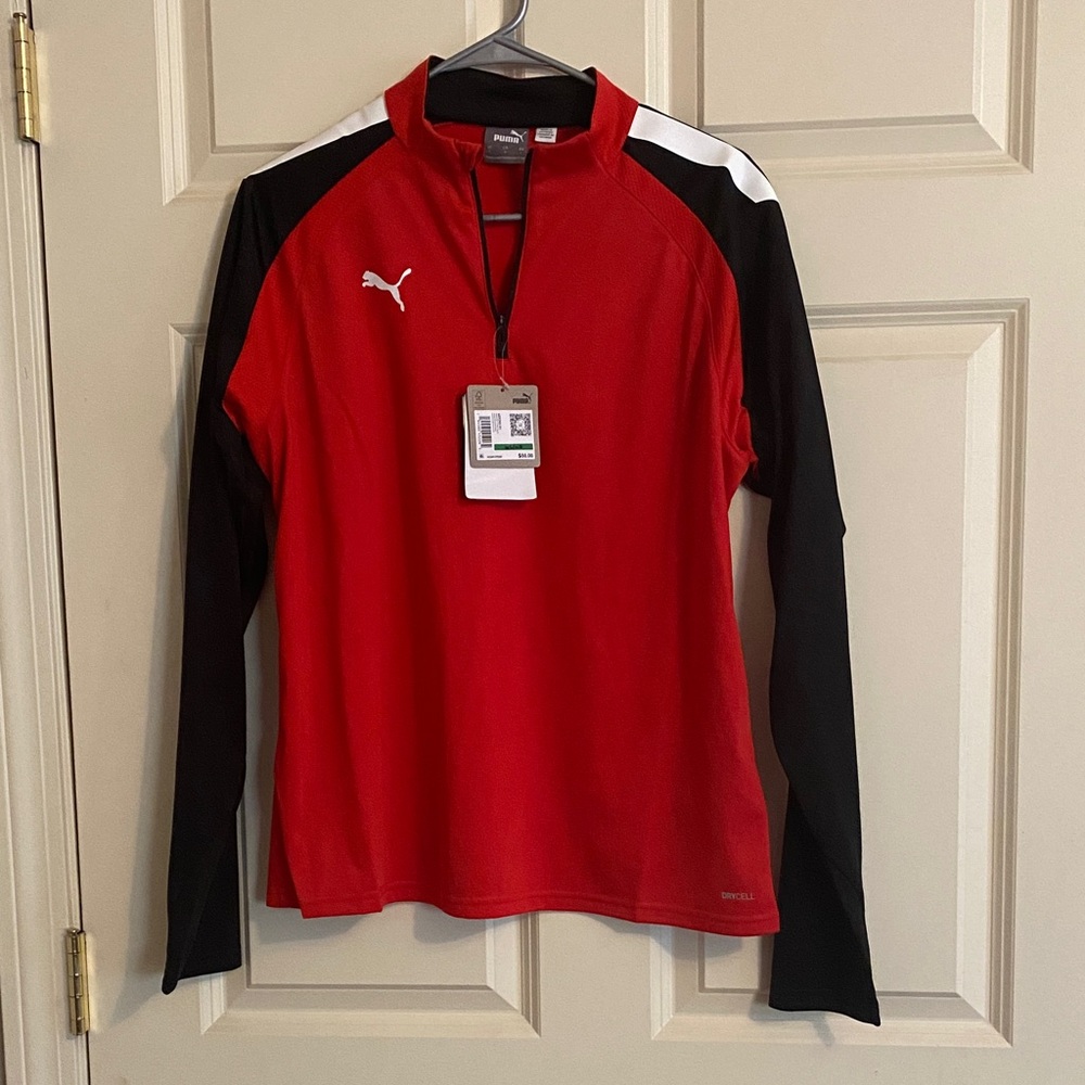 Puma Red and Black Half-Zip Top